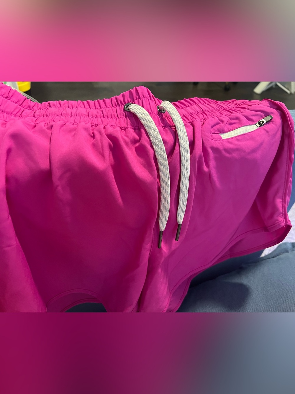 Zenana Outfitters Bright Hot Pink Drawstring Shorts S